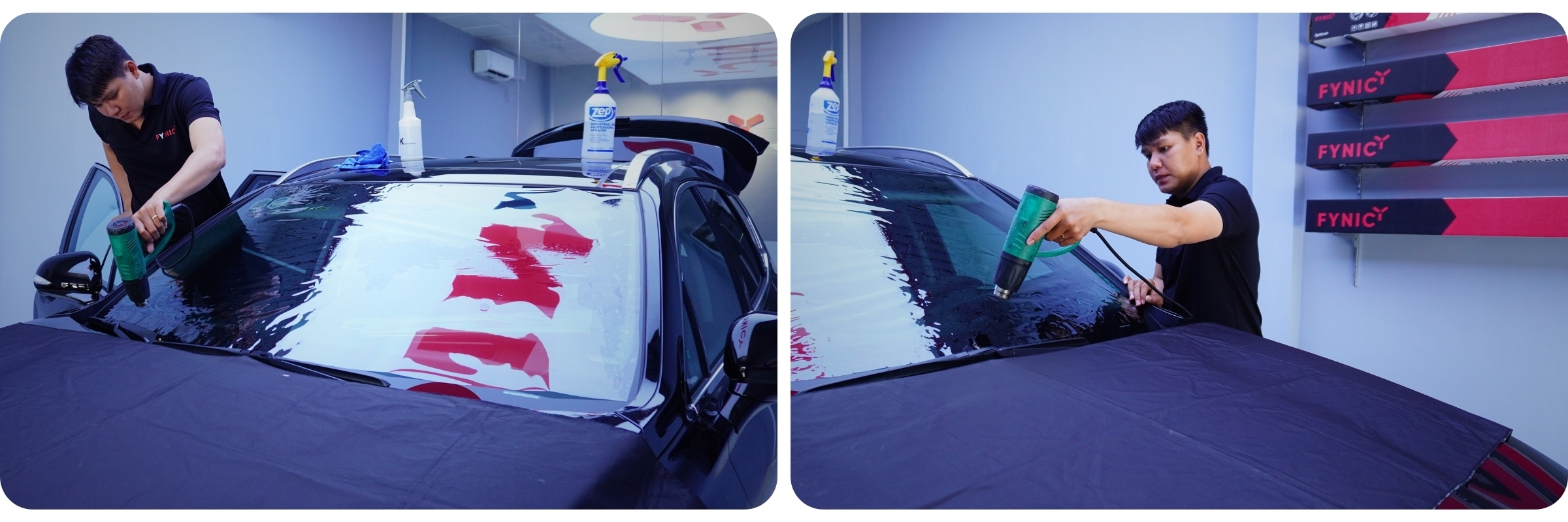 Hinh anh thi cong dan phim cach nhiet kinh lai Hyundai SantaFe
