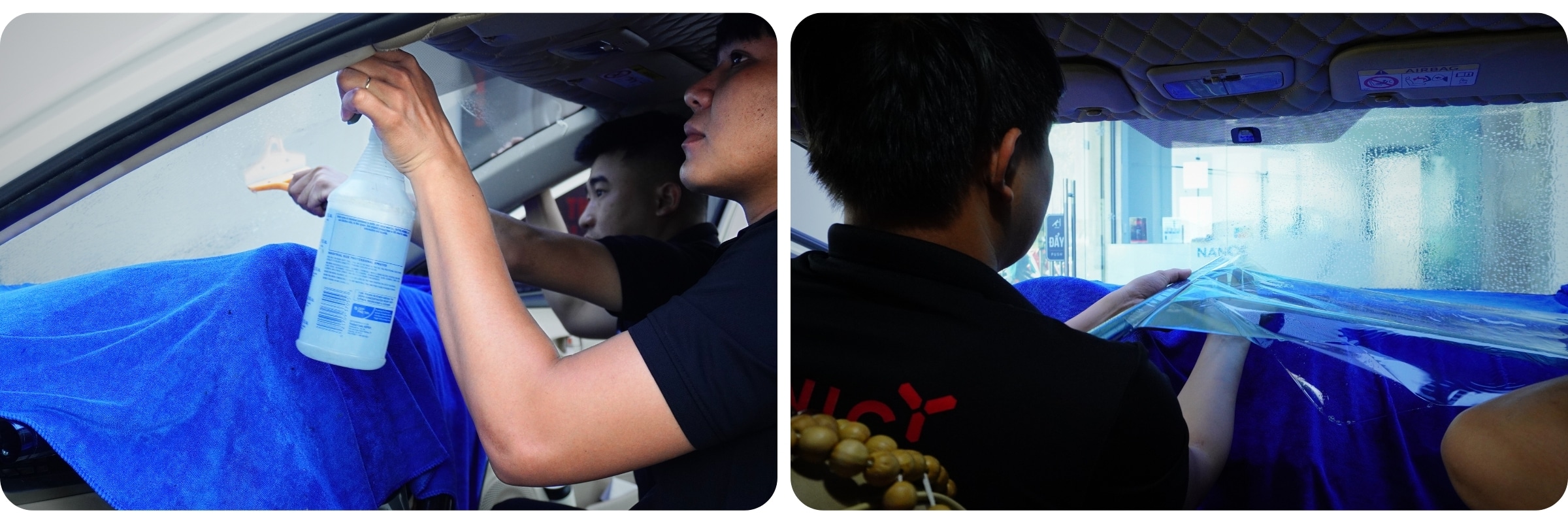 Hinh anh thi cong dan phim cach nhiet kinh lai Toyota Vios