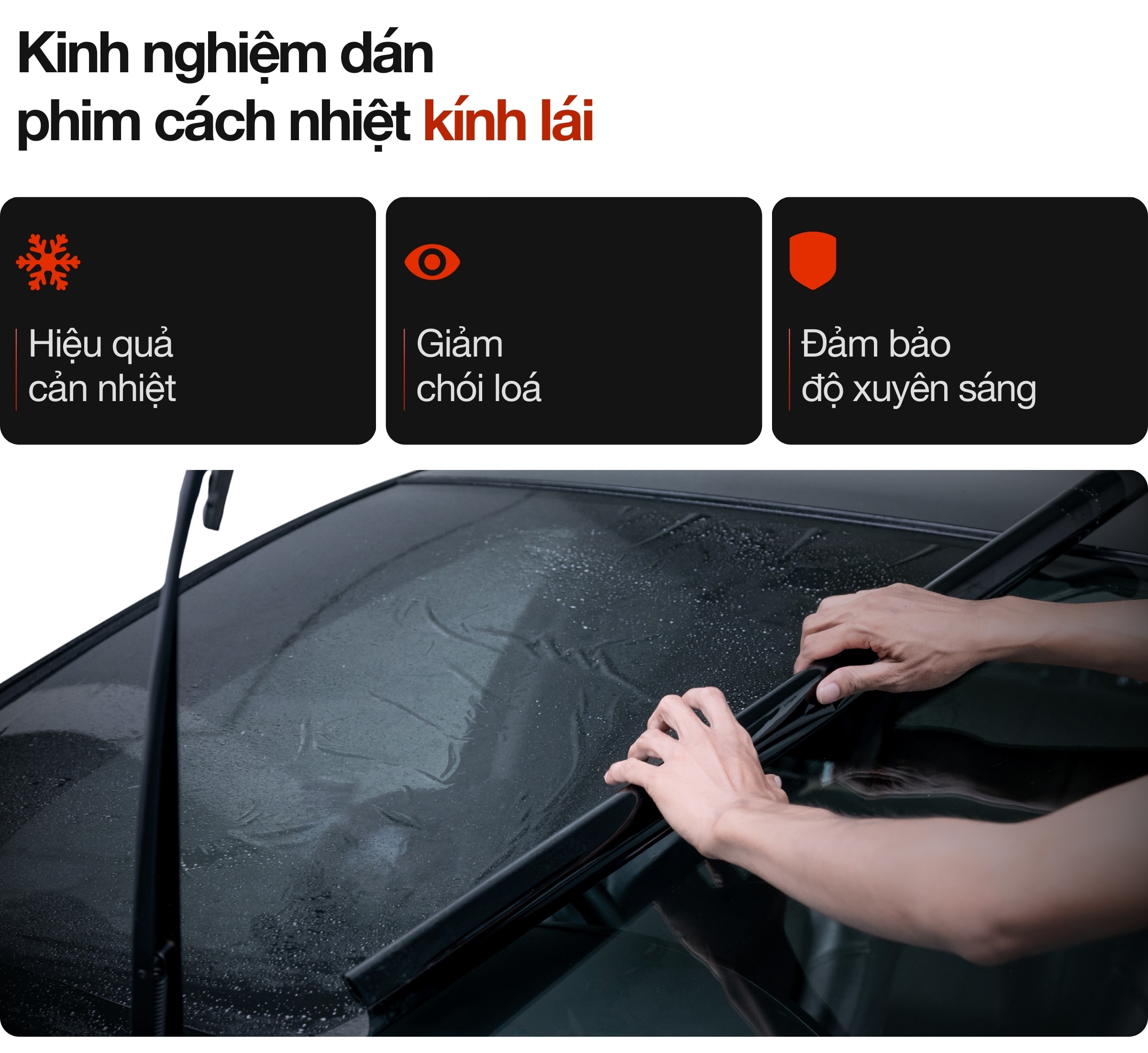 Kinh nghiệm dán phim cách nhiệt kính lái ô tô