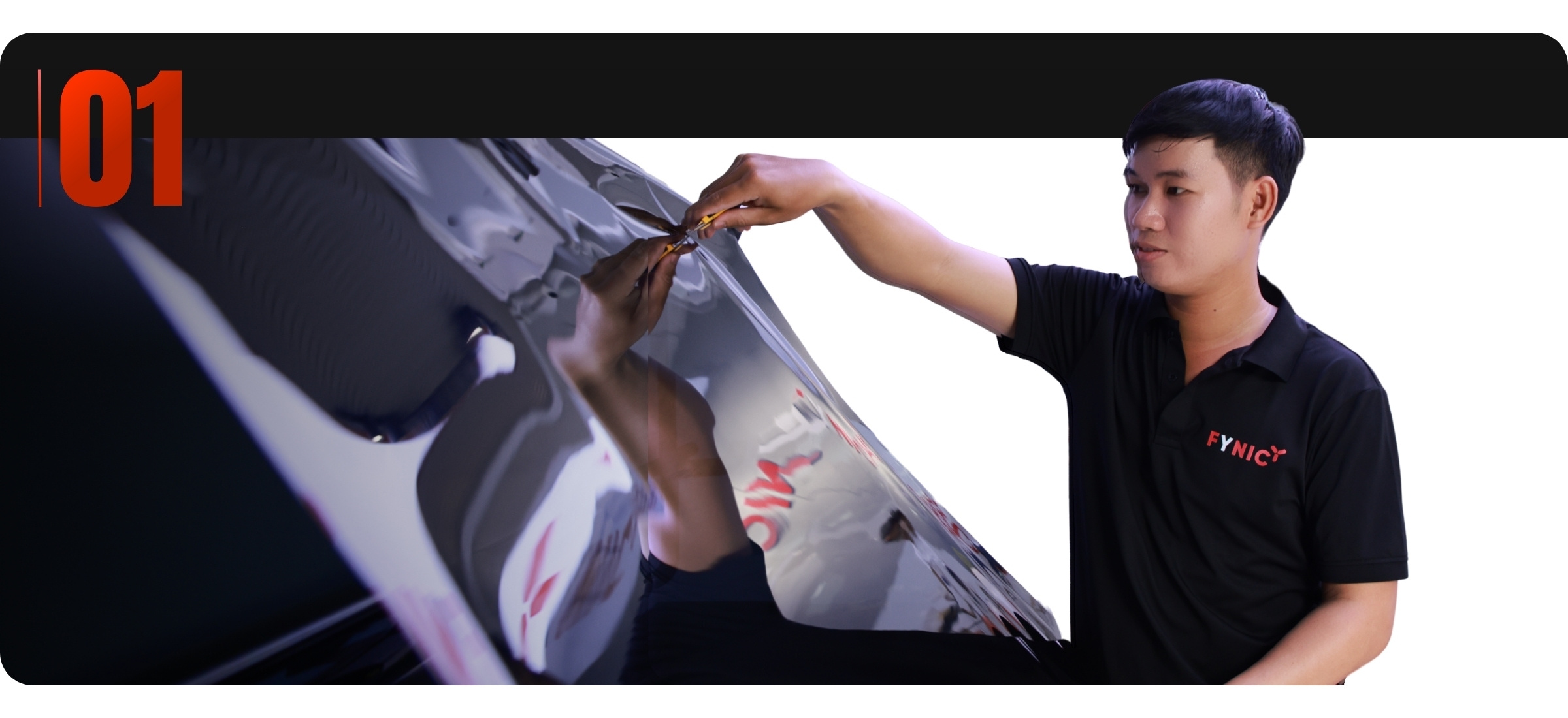 Quy trình dán phim cách nhiệt ô tô bước 1