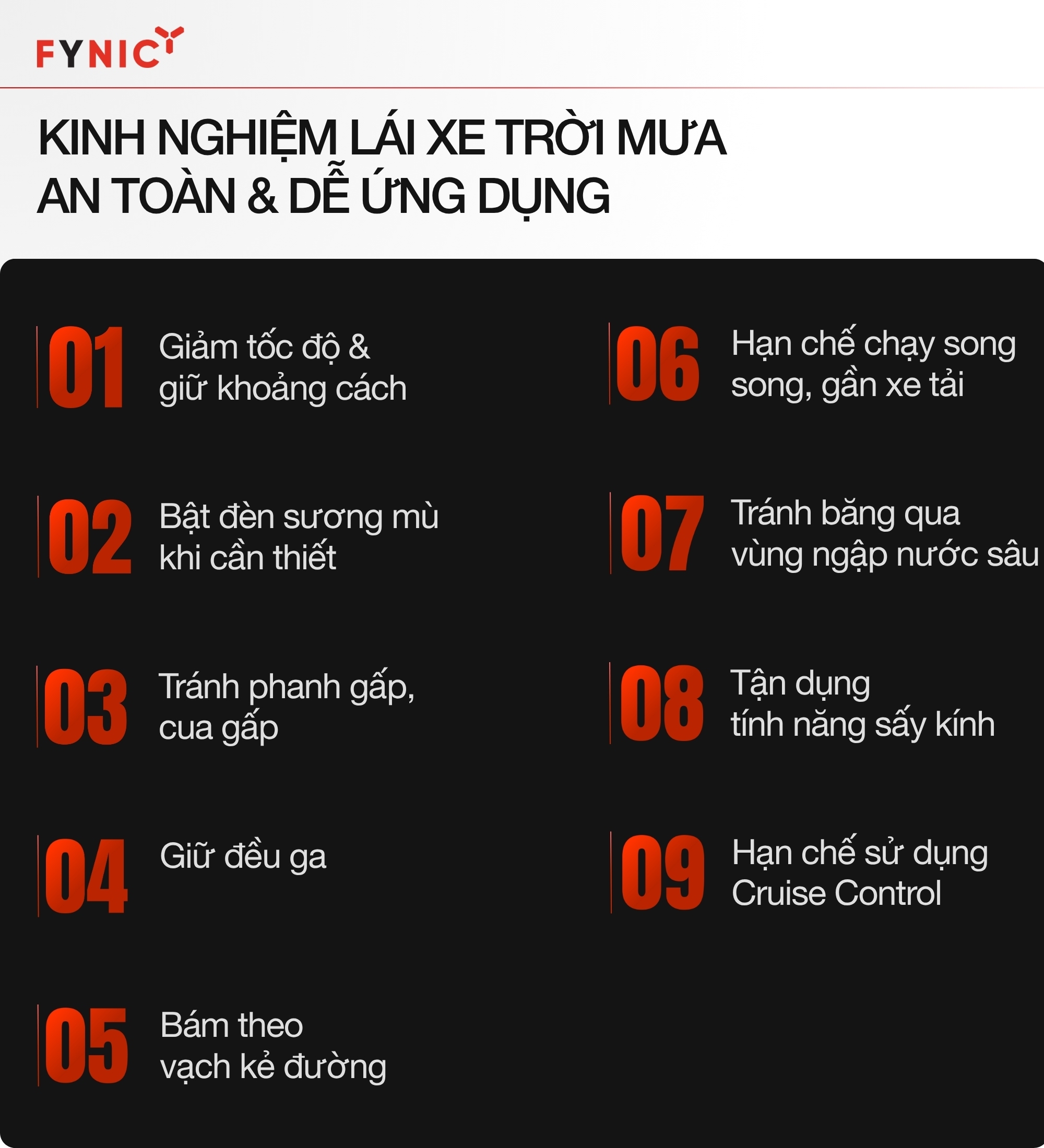 Kinh nghiệm lái xe ô tô trời mưa an toàn