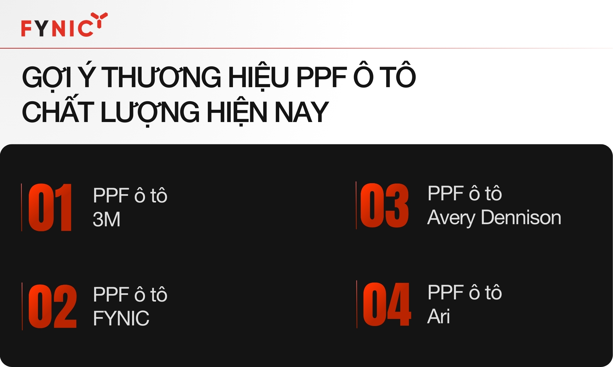 Tìm hiểu về lợi ích khi dán PPF cho ô tô và cách chọn phim đảm bảo chất lượng 7 Danh sách các thương hiệu PPF ô tô chất lượng hiện nay infographic