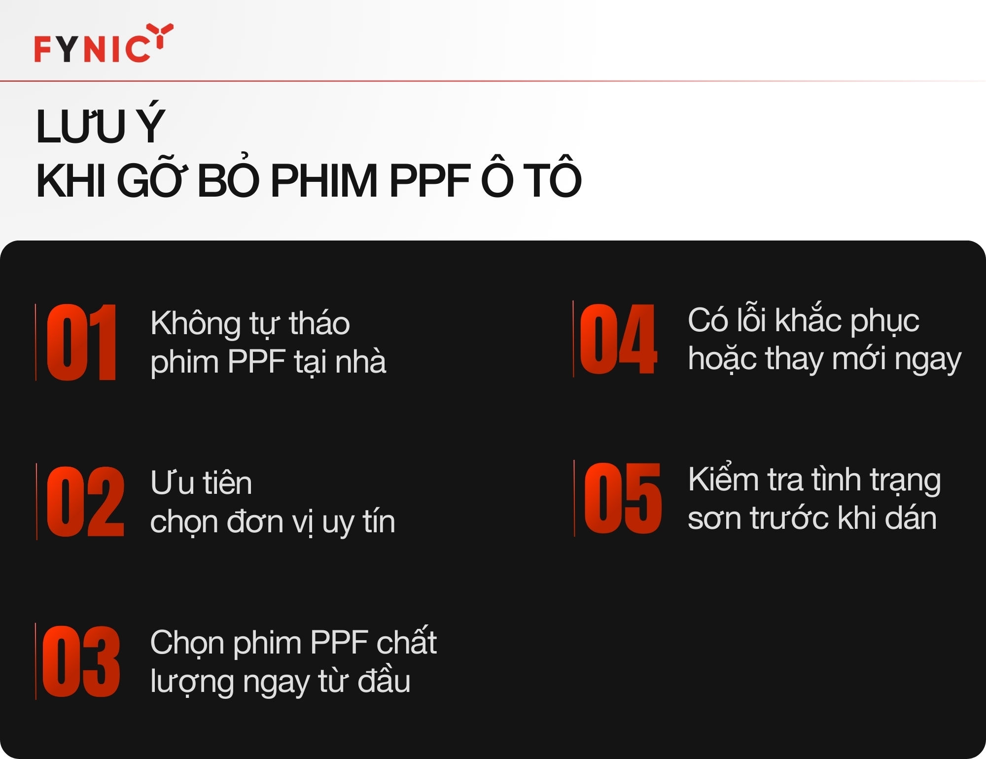 Gỡ bỏ phim PPF có làm hỏng sơn xe không? Lưu ý khi gỡ phim PPF 7 Trước khi quyết định gỡ bỏ miếng dán PPF ô tô nên tìm hiểu kỹ và lưu ý infographic
